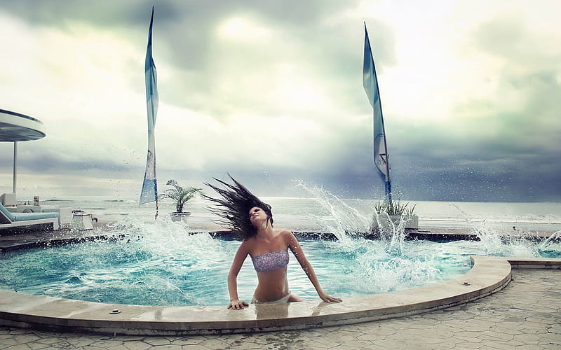 pool waves-creative design, HD wallpaper