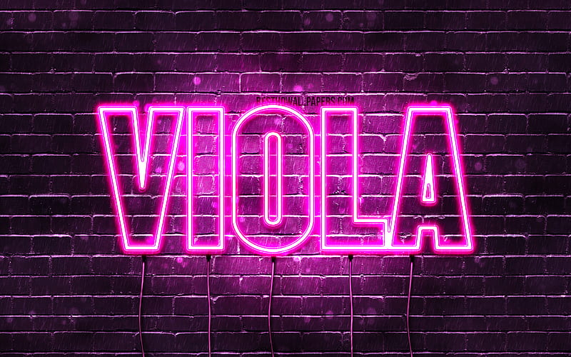 Viola with names, female names, Viola name, purple neon lights, Happy Birtay Viola, popular italian female names, with Viola name, HD wallpaper