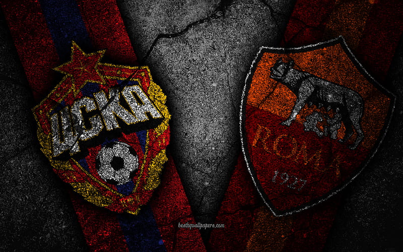CSKA Moscow vs Roma, Champions League, Group Stage, Round 4, creative, CSKA Moscow FC, AS Roma, black stone, HD wallpaper