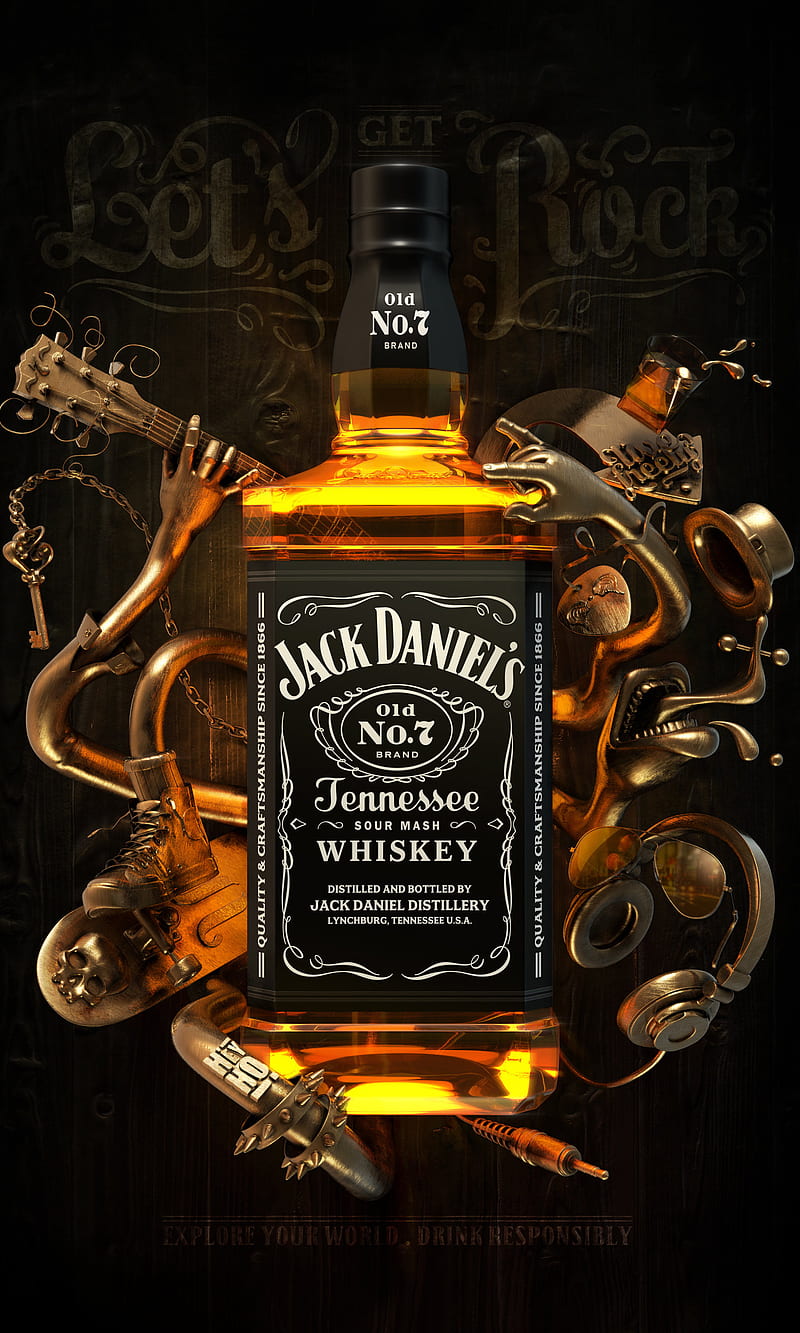 Jack Rocks, art, black, dark, drink, iconic, jack daniels, logo, party,  shot, HD phone wallpaper | Peakpx