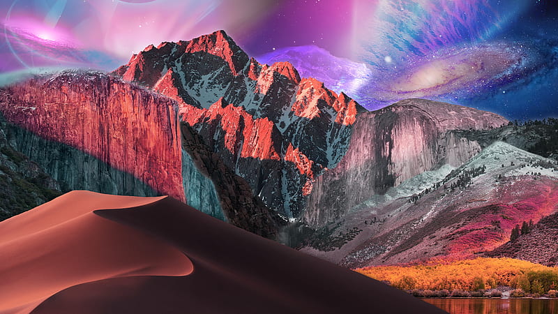 macos catalina stock , mountain, nebula, hill, desert, Sci-fi, HD wallpaper