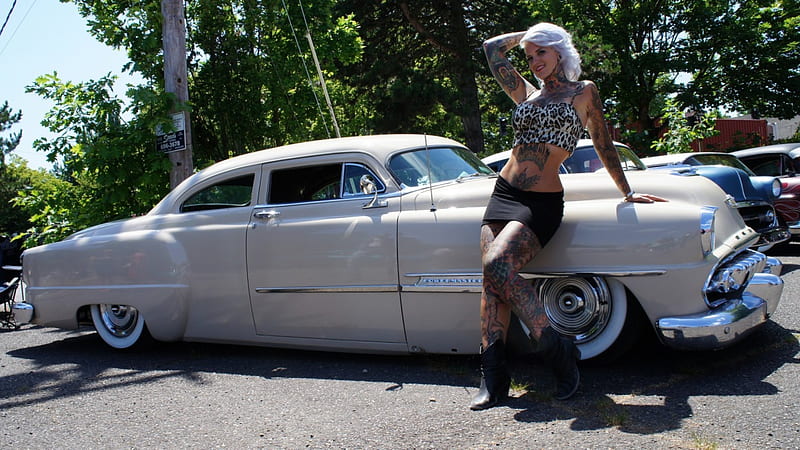 Cowgirl Desoto, lowered, cruiser, boots, cowgirl, HD wallpaper