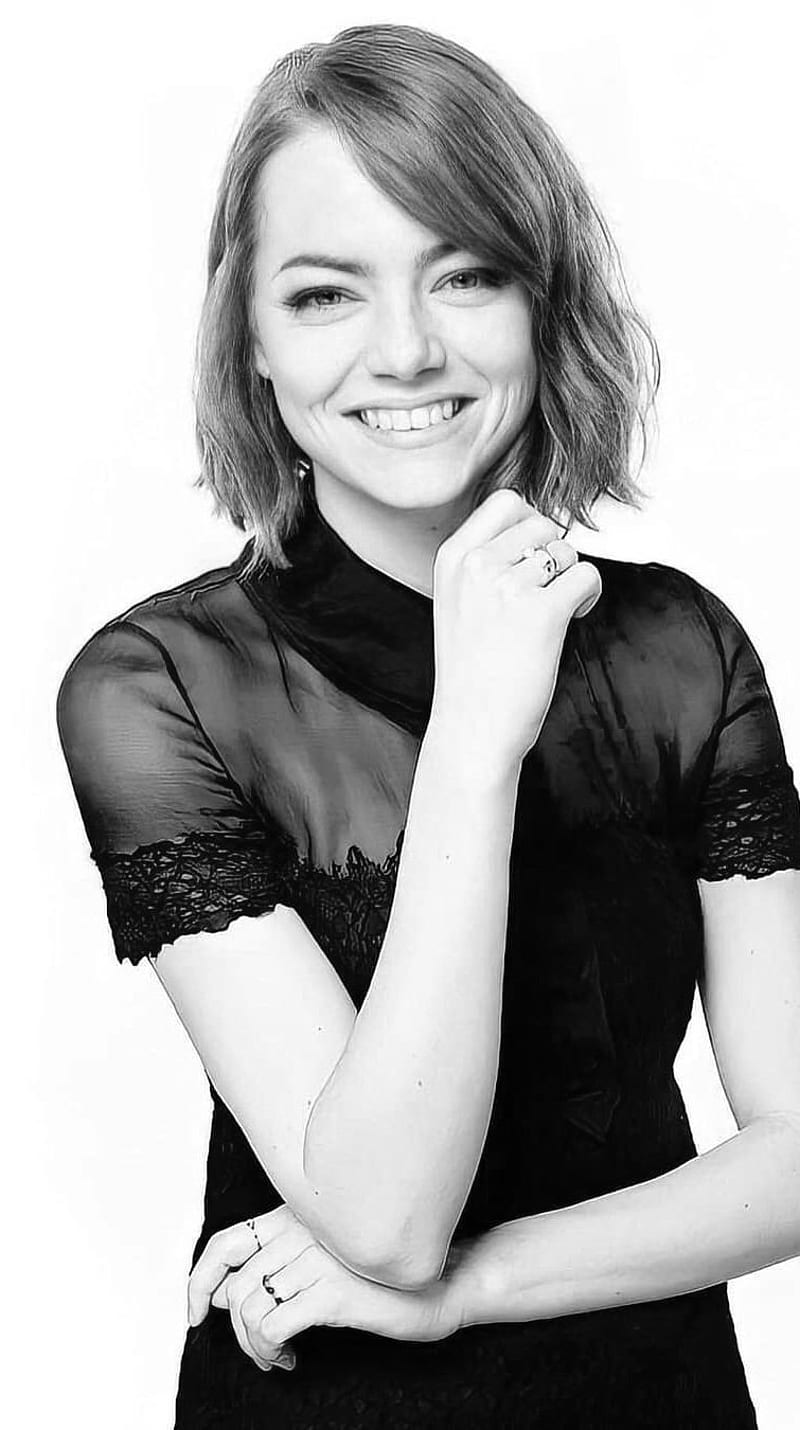 Emma Stone Black & White , emma stone, la la land, black and white, cute, mia, HD phone wallpaper