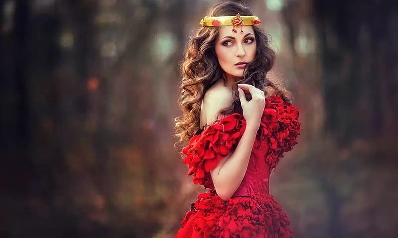 Beauty, red, dress, girl, model, woman, olga boyko, HD wallpaper | Peakpx