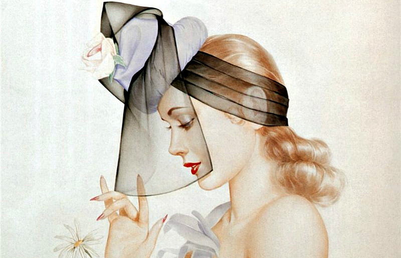 New Pin Up Girl Poster 11x17 Alberto Vargas Flowers Hair Love Birds Beauty