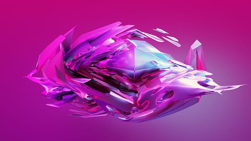 neon object, dream, pink, crystal, 3D, HD wallpaper