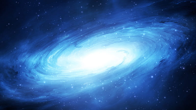 Space With Shimmering White And Blue Stars Galaxy, HD wallpaper