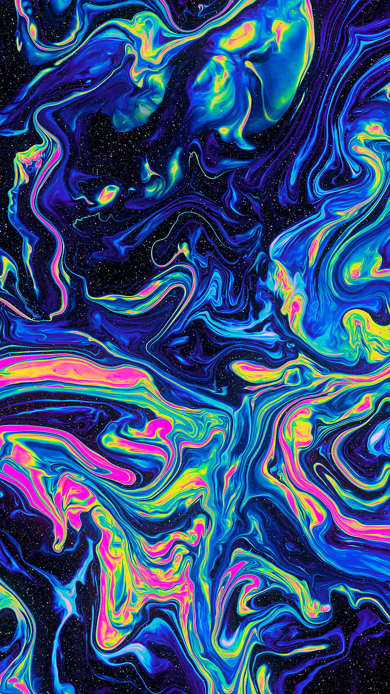 Unreal Dividing, abstract, blue, color, colorful, fluid, neon, psicodelia, rainbow, trippy, vaporwave, HD phone wallpaper