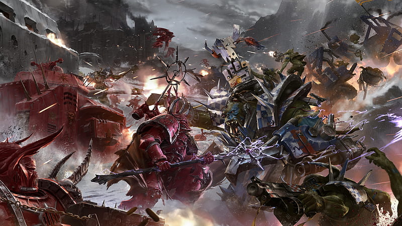 Warhammer 40k orks vs Chaos, video game, 40k WARHAMMER, HD wallpaper
