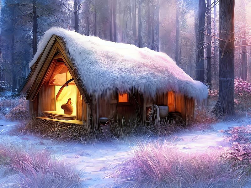 Cabin in the woods (Quebec Canada ), menedekhely, taj, termeszet, fahaz, erdo, kanada, fak, HD wallpaper