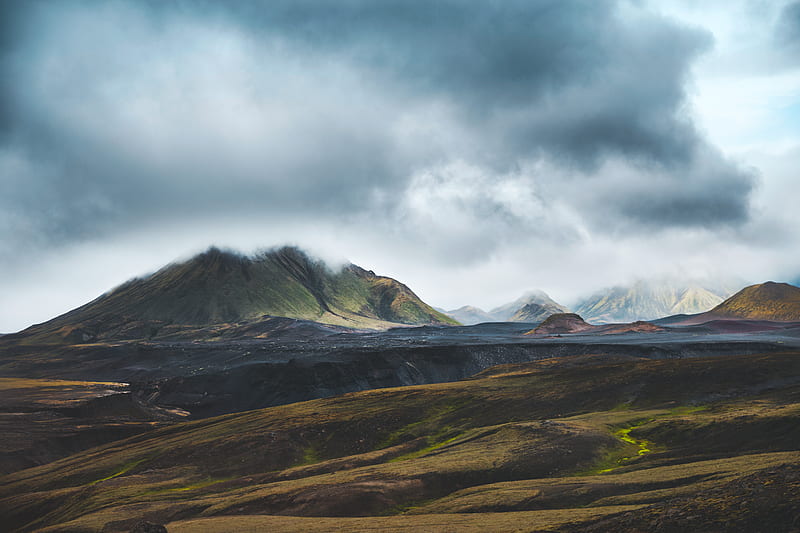 mountains, clouds, landscape, nature, iceland, HD wallpaper