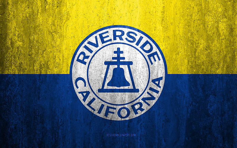 Flag of Riverside, California stone background, American city, grunge flag, Riverside, USA, Riverside flag, grunge art, stone texture, flags of american cities, HD wallpaper