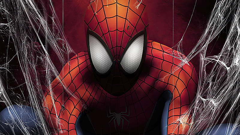 Spider Man In Web, spiderman, superheroes, artwork, HD wallpaper