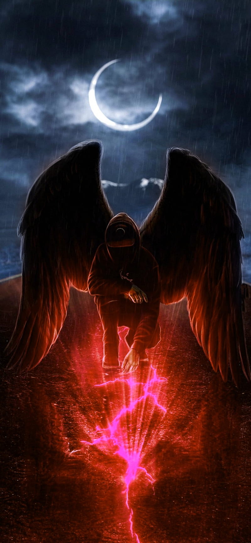 Inferno, angel, evil, fallen, red, storm, HD phone wallpaper