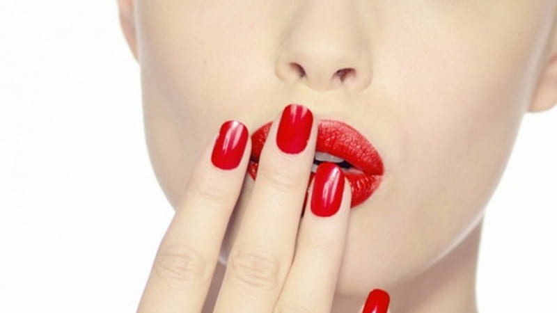 Red Makeup, nail polish, girl, beauty, face, lips, HD wallpaper