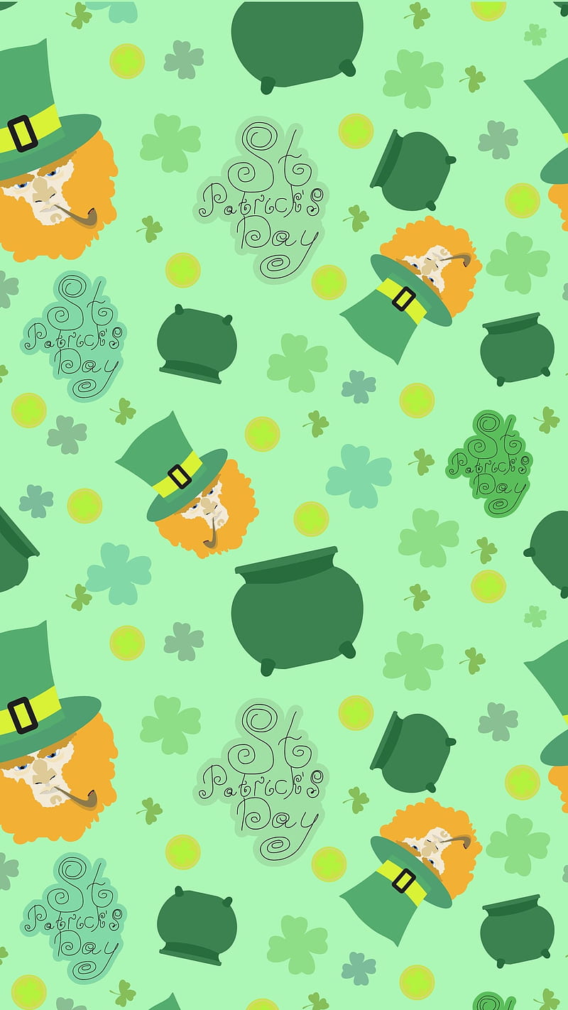 Saint Patrick Pattern , Cool pattern, cute leprechaun funny, eire dublin slainte, green leaf clover, ireland country holiday, irish st patricks day, saint patrick , saint patricks day, shamrock , shamrocks st paddys day, HD phone wallpaper