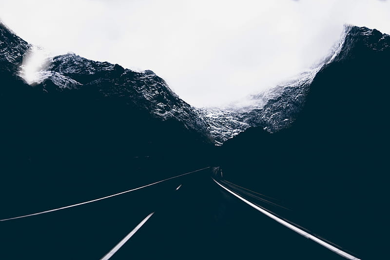 Dark Road Covered By Mountains, road, mountains, graphy, HD wallpaper