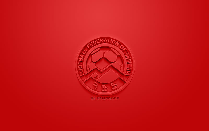 Armenia national football team, creative 3D logo, red background, 3d emblem, Armenia, Europe, UEFA, 3d art, football, stylish 3d logo, HD wallpaper