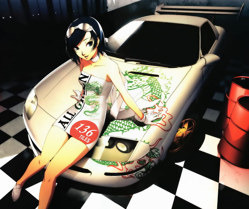 Anime Girl Racing Car Art 4K Phone iPhone Wallpaper #4670b