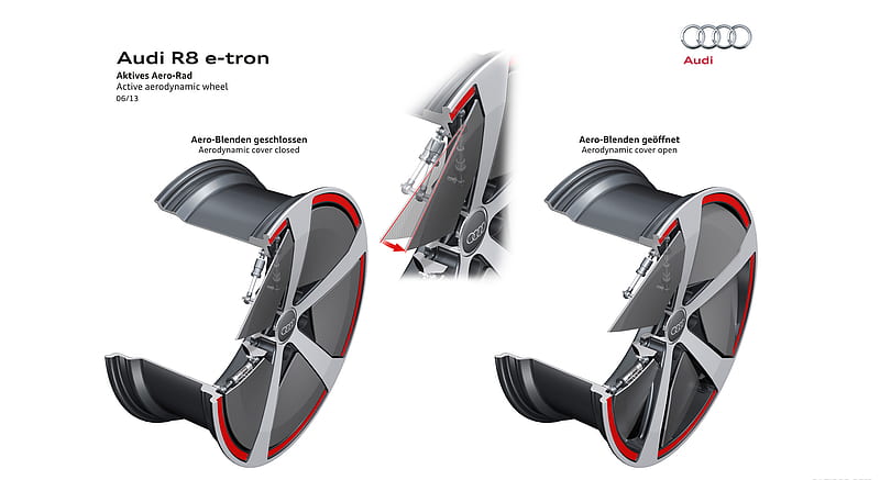 2013 Audi R8 e-tron Active Aerodynamic Wheel - Technical Drawing , car, HD wallpaper