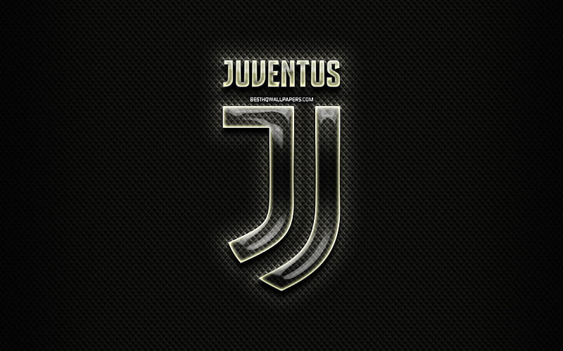 Juventus FC, glass logo, black rhombic background, Serie A, soccer, italian football club, football, Juventus logo, creative, Juventus, Juve, Italy, HD wallpaper