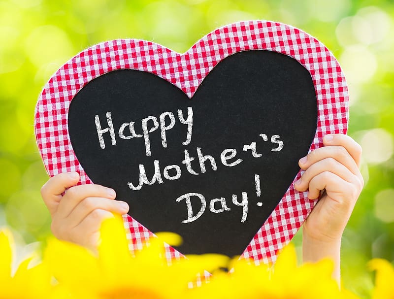 :), heart, hand, mother, day, pink, card, women, yellow, flower, black, HD wallpaper