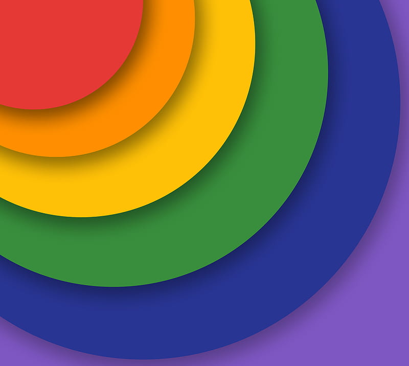 Rainbow Circles, flat, material, round, HD wallpaper