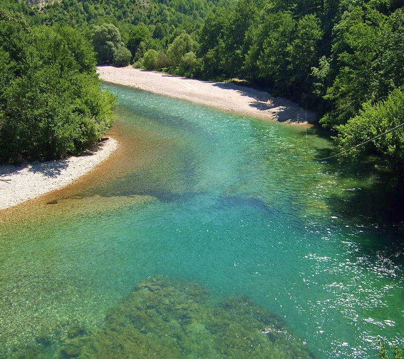 River Neretva, beauty, bosnia, clouds, nature, sand, sky, water, HD wallpaper