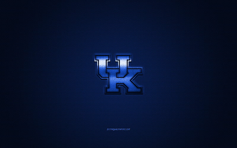 Kentucky Wildcats logo, American football club, NCAA, blue logo, blue carbon fiber background, American football, Lexington, Kentucky, USA, Kentucky Wildcats, HD wallpaper
