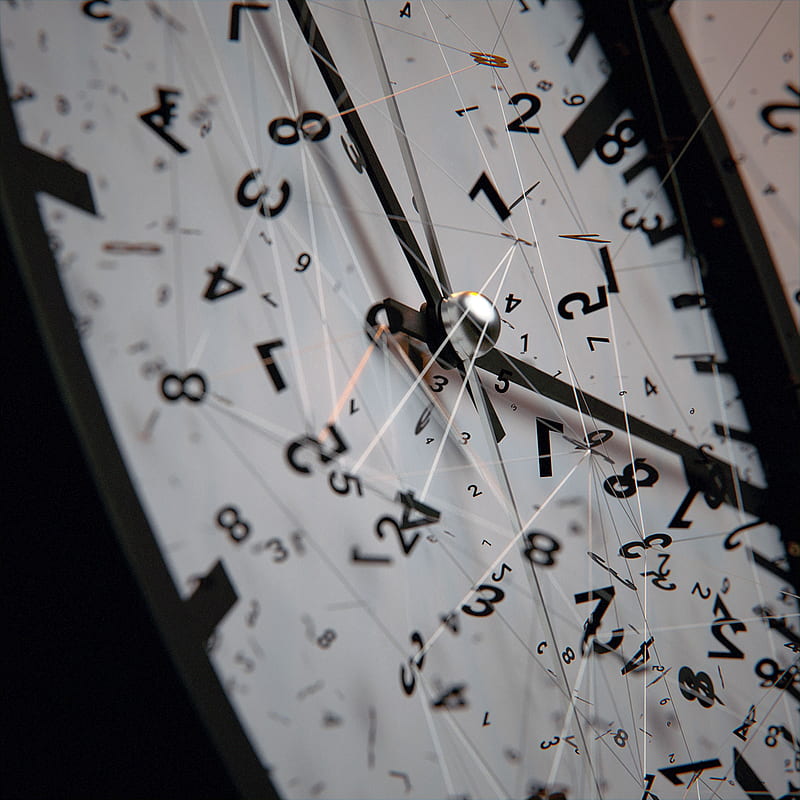 clock, dial, hands, numbers, lines, tangled, HD phone wallpaper