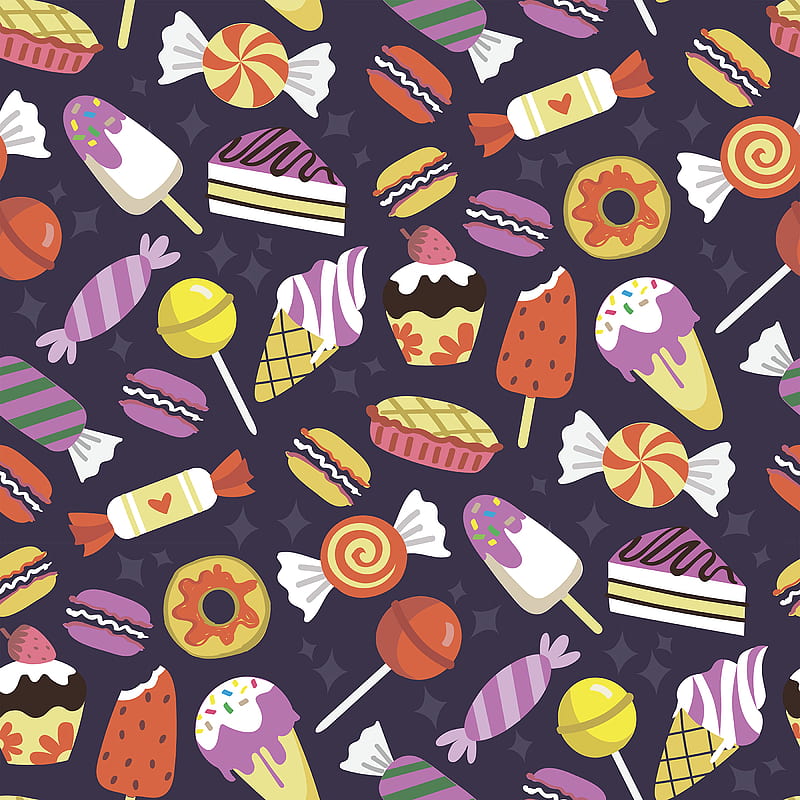 pattern, candy, ice cream, cookies, cupcakes, HD phone wallpaper