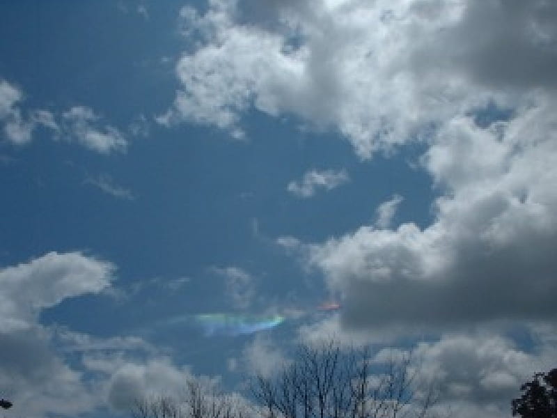 Prism in the sky, haarp, cloud, prism, rainbow, sky, blue, HD wallpaper