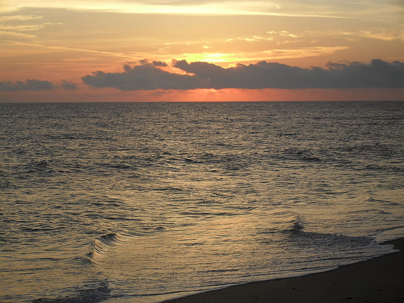 The Day Begins, beach, sunrise, sky, HD wallpaper