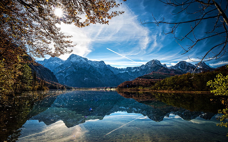 Lake Alm, autumn, Almsee, beautiful nature, mountains, Upper Austria, Austria, Europe, austrian nature, Almtal valley, HD wallpaper