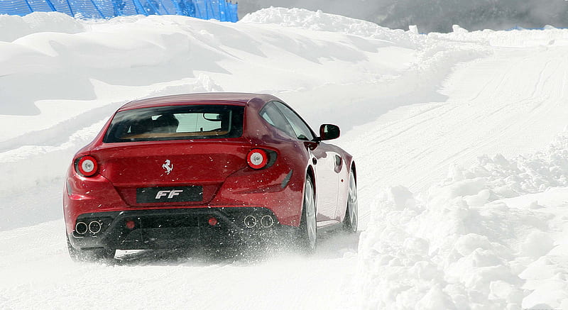 Ferrari FF on Snow - Rear , car, HD wallpaper