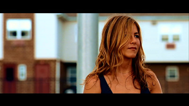 Blonde Hair Jennifer Aniston Is Wearing Black Dress With Shallow Background Of House Jennifer Aniston, HD wallpaper