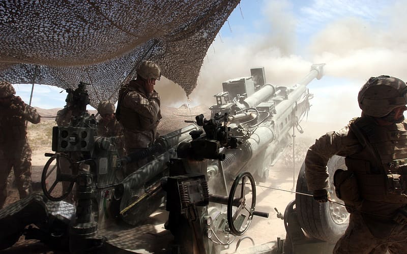 War, Explosion, Battle, Military, Soldier, Artillery, Howitzer, HD wallpaper