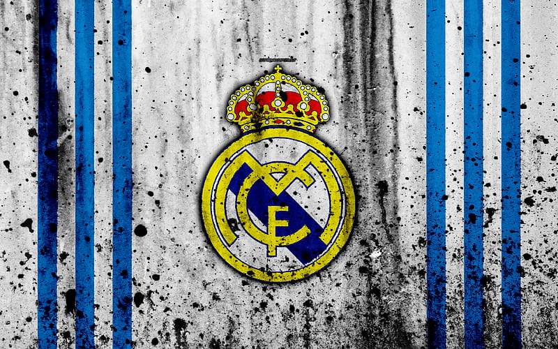 Real Madrid Galacticos, grunge, La Liga, white background, soccer, football club, LaLiga, Real Madrid FC, HD wallpaper