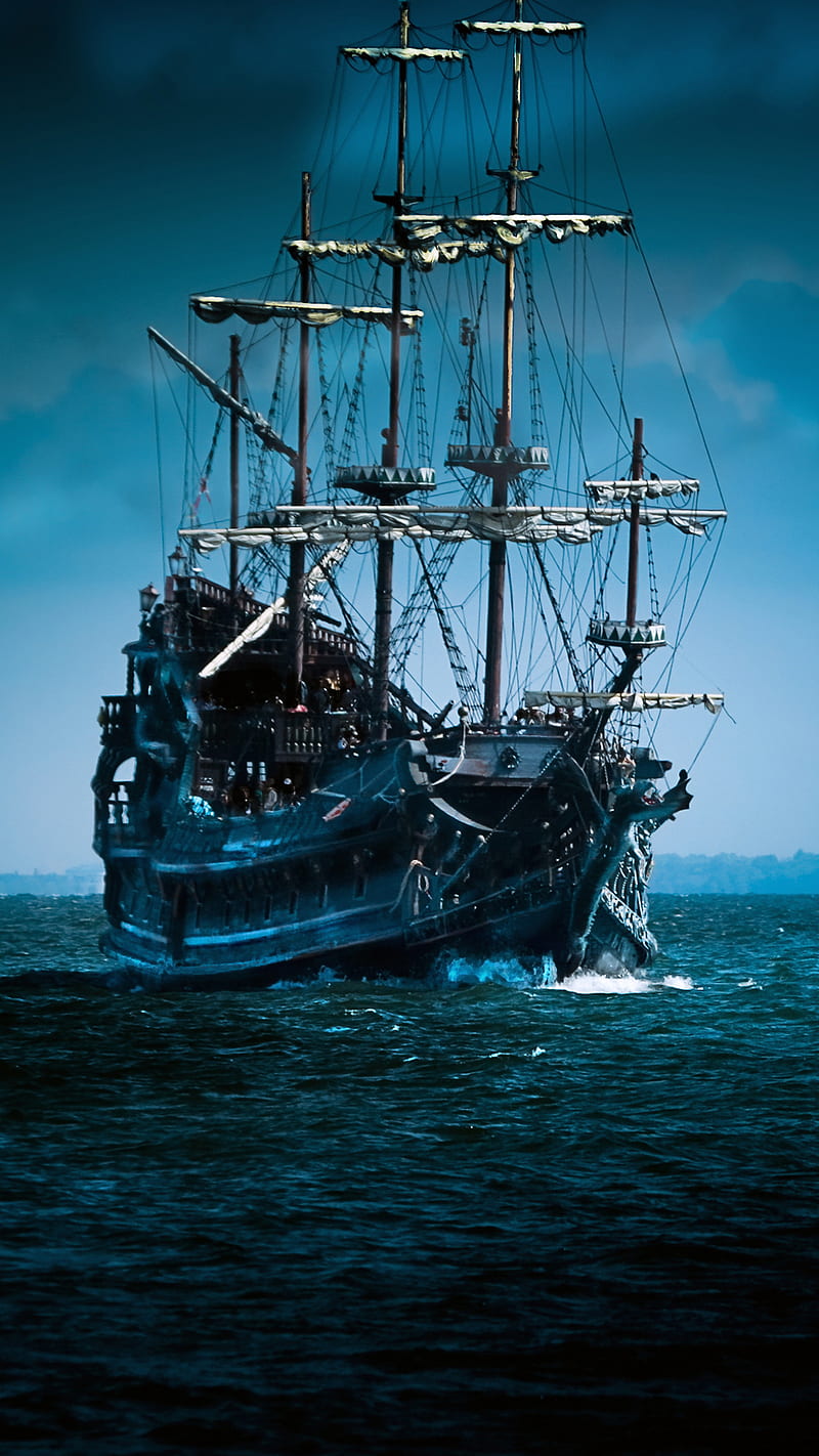Sailboat , ship, ocean, night, blue, sky, HD phone wallpaper