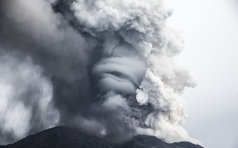 Agung, Eruption, stratovolcano, Bali, column of volcanic dust, smoke, HD wallpaper