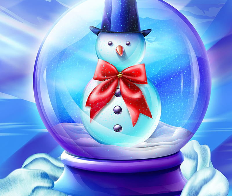 Snow Globe, holiday, snowman, HD wallpaper