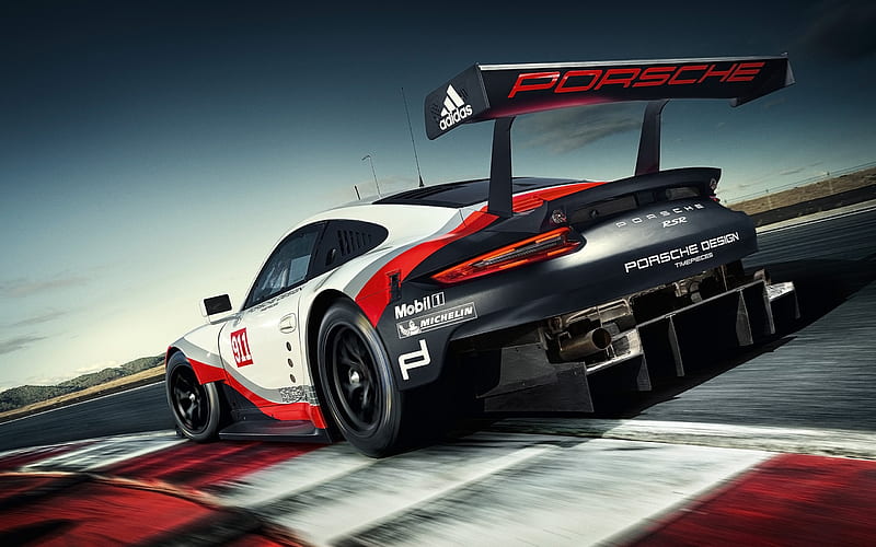 Porsche 911 RSR, 2017, sportcars, motion, racing cars, raceway, HD wallpaper
