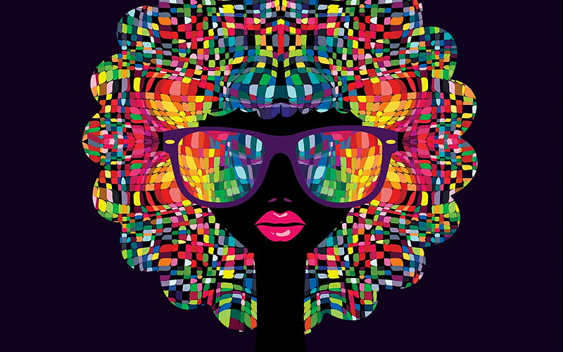 bright female portrait, mosaic, colorful portrait, party, background for a poster, abstraction, HD wallpaper