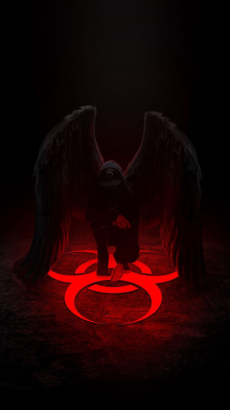 Virus, black angel, corona virus, dark, logo, red, HD phone wallpaper