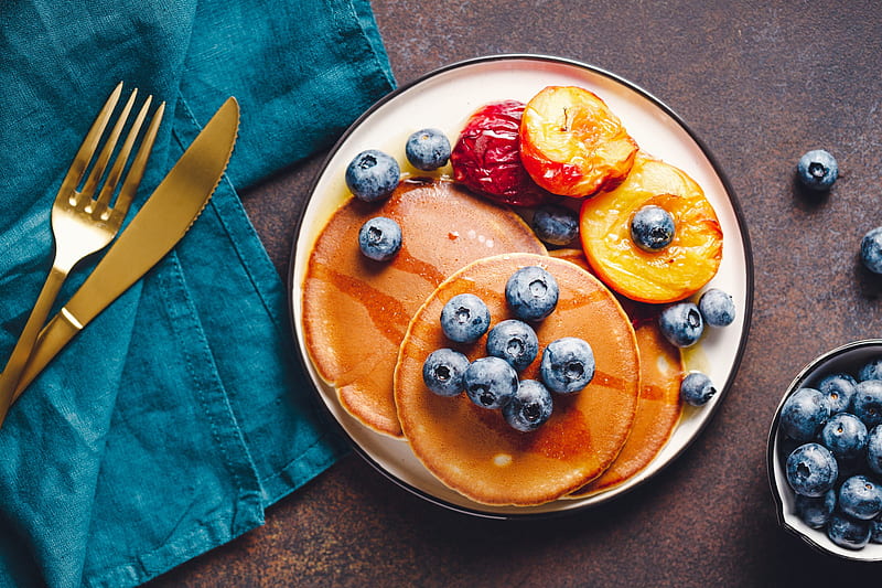 Food, Pancake, Berry, Blueberry, Breakfast, Still Life, HD wallpaper