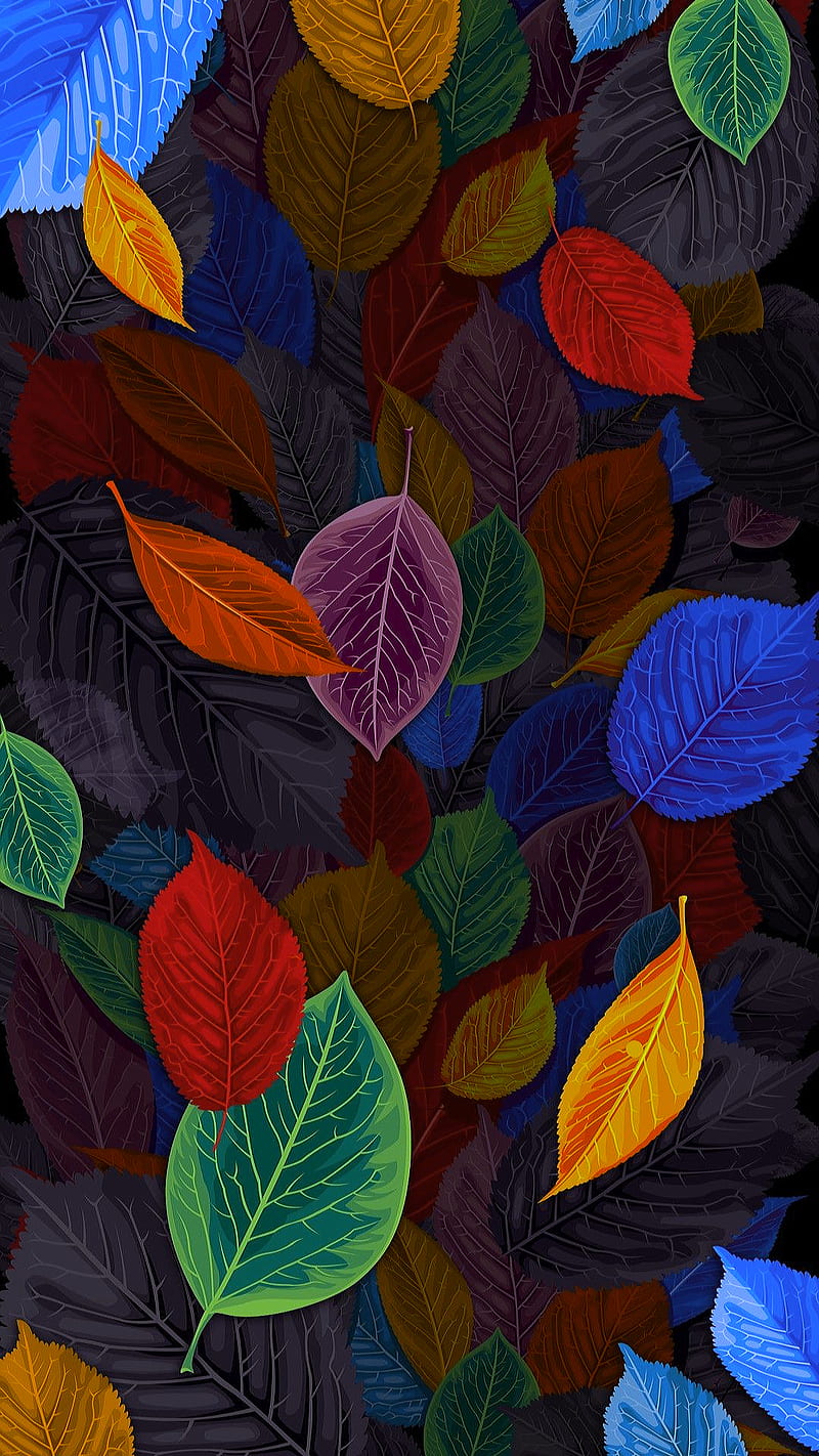 Leaves, colorful, desenho, falling, HD phone wallpaper