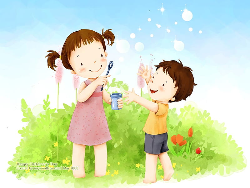 Sister and little brother eating, food, grass, drawing, children, drink,  eat, HD wallpaper | Peakpx