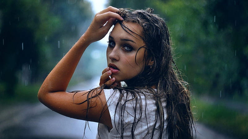 Girl In Rain, girl, rain, sad, eyes, HD wallpaper