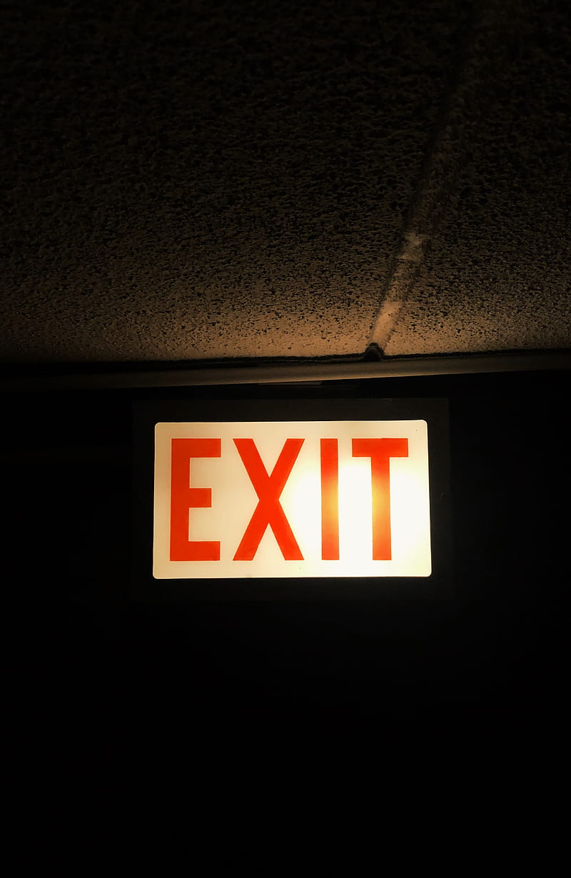 exit, text, sign, backlight, light, HD phone wallpaper
