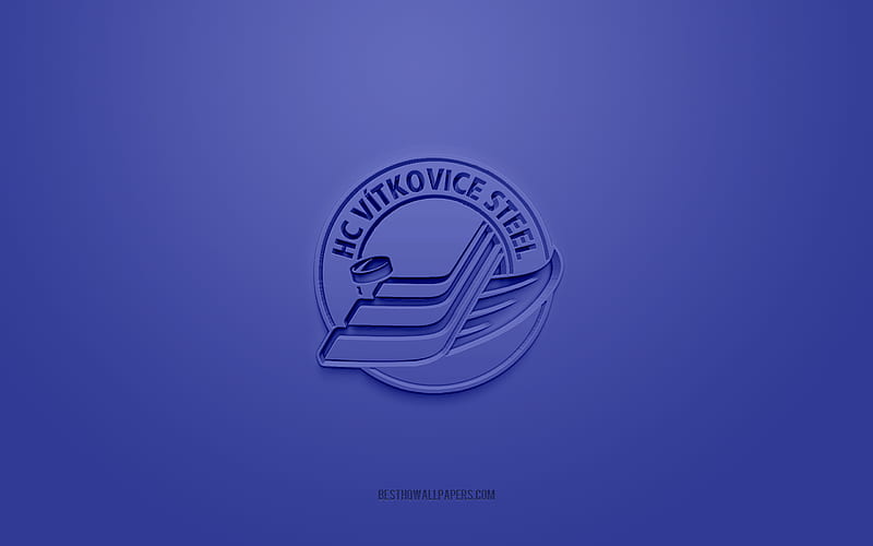HC Vitkovice Steel, Czech ice hockey club, creative 3D logo, blue background, Czech Extraliga, Ostrava, Czech Republic, 3d art, ice hockey, HC Vitkovice Steel 3d logo, HD wallpaper